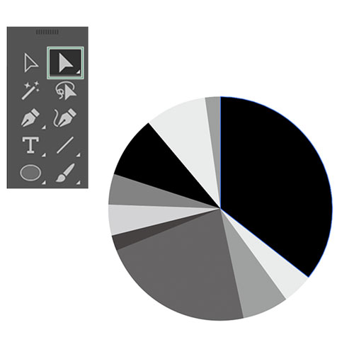 ダイレクト選択ツールで、グラフの変更したい要素を選択した画像